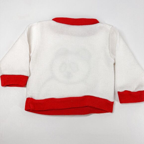 Vintage Baby Panda Bear Sweater Size 9-12 mo Knit Sweater Red Ringer Kawaii - Picture 2 of 4